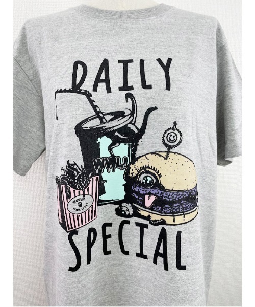 WORLD WIDE LOVE!(ワールドワイドラブ)の「デッドバガーセットTシャツ(Tシャツ/カットソー・レディース・グレイッシュブルー/トップグレー/オフホワイト・1)」の10枚目の写真