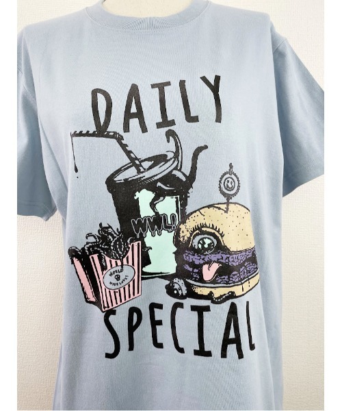 WORLD WIDE LOVE!(ワールドワイドラブ)の「デッドバガーセットTシャツ(Tシャツ/カットソー・レディース・グレイッシュブルー/トップグレー/オフホワイト・1)」の14枚目の写真