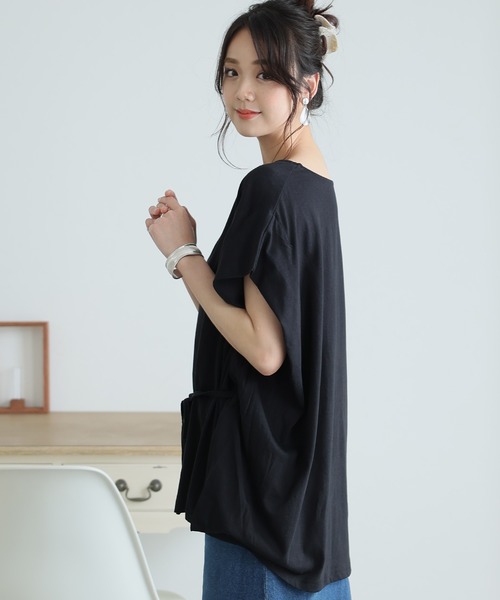 ElegChic(エレグシック)の「ショルダー タック フレンチスリーブカットソー(Tシャツ/カットソー・レディース・ネイビー/ホワイト/サーモンピンク/グレイッシュベージュ/ブラック・XL/4L/M)」の16枚目の写真