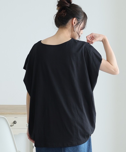 ElegChic(エレグシック)の「ショルダー タック フレンチスリーブカットソー(Tシャツ/カットソー・レディース・ネイビー/ホワイト/サーモンピンク/グレイッシュベージュ/ブラック・XL/4L/M)」の6枚目の写真