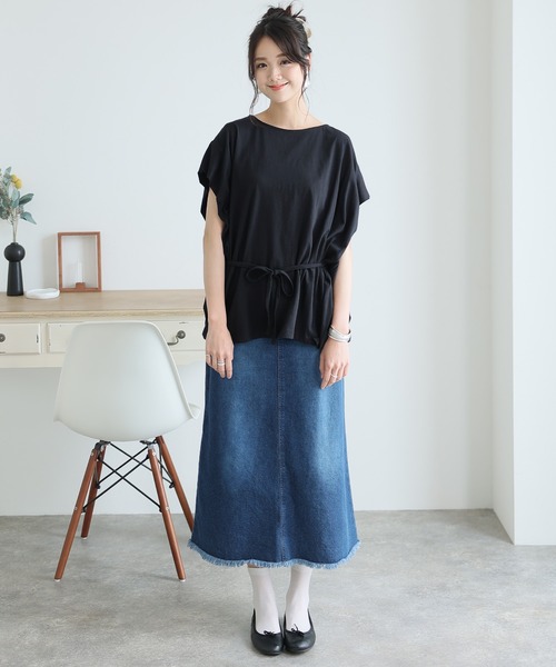 ElegChic(エレグシック)の「ショルダー タック フレンチスリーブカットソー(Tシャツ/カットソー・レディース・ネイビー/ホワイト/サーモンピンク/グレイッシュベージュ/ブラック・XL/4L/M)」の13枚目の写真