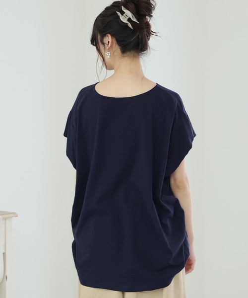 ElegChic(エレグシック)の「ショルダー タック フレンチスリーブカットソー(Tシャツ/カットソー・レディース・ネイビー/ホワイト/サーモンピンク/グレイッシュベージュ/ブラック・XL/4L/M)」の20枚目の写真