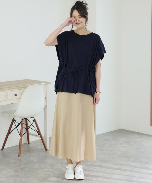 ElegChic(エレグシック)の「ショルダー タック フレンチスリーブカットソー(Tシャツ/カットソー・レディース・ネイビー/ホワイト/サーモンピンク/グレイッシュベージュ/ブラック・XL/4L/M)」の10枚目の写真