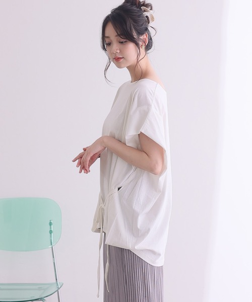 ElegChic(エレグシック)の「ショルダー タック フレンチスリーブカットソー(Tシャツ/カットソー・レディース・ネイビー/ホワイト/サーモンピンク/グレイッシュベージュ/ブラック・XL/4L/M)」の17枚目の写真