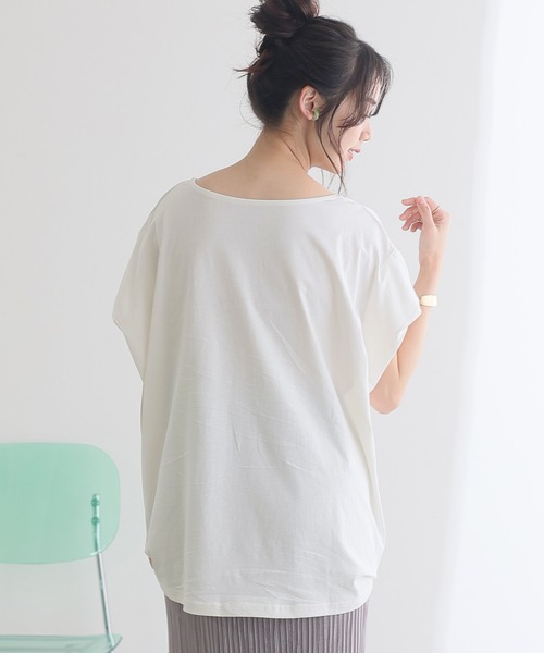 ElegChic(エレグシック)の「ショルダー タック フレンチスリーブカットソー(Tシャツ/カットソー・レディース・ネイビー/ホワイト/サーモンピンク/グレイッシュベージュ/ブラック・XL/4L/M)」の7枚目の写真