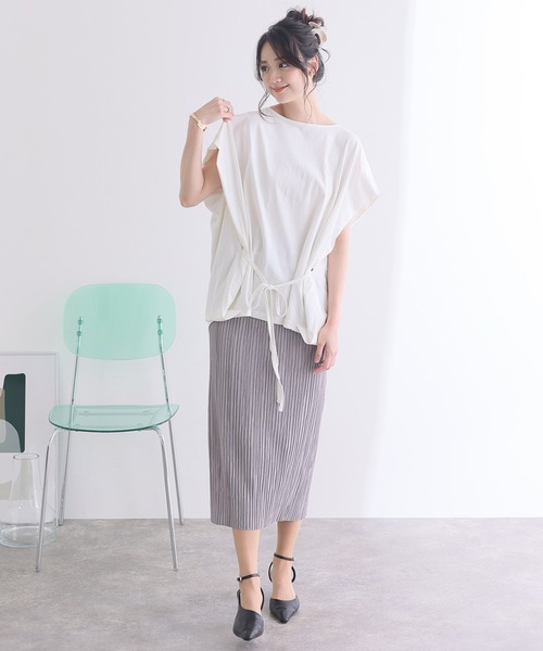 ElegChic(エレグシック)の「ショルダー タック フレンチスリーブカットソー(Tシャツ/カットソー・レディース・ネイビー/ホワイト/サーモンピンク/グレイッシュベージュ/ブラック・XL/4L/M)」の14枚目の写真