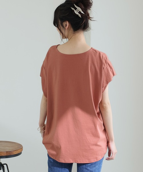 ElegChic(エレグシック)の「ショルダー タック フレンチスリーブカットソー(Tシャツ/カットソー・レディース・ネイビー/ホワイト/サーモンピンク/グレイッシュベージュ/ブラック・XL/4L/M)」の21枚目の写真
