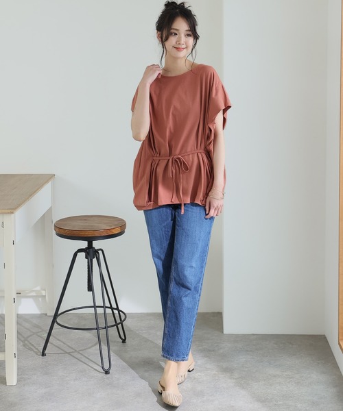 ElegChic(エレグシック)の「ショルダー タック フレンチスリーブカットソー(Tシャツ/カットソー・レディース・ネイビー/ホワイト/サーモンピンク/グレイッシュベージュ/ブラック・XL/4L/M)」の11枚目の写真