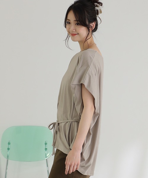 ElegChic(エレグシック)の「ショルダー タック フレンチスリーブカットソー(Tシャツ/カットソー・レディース・ネイビー/ホワイト/サーモンピンク/グレイッシュベージュ/ブラック・XL/4L/M)」の18枚目の写真