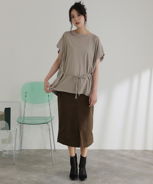 ElegChic(エレグシック)の「ショルダー タック フレンチスリーブカットソー(Tシャツ/カットソー・レディース・ネイビー/ホワイト/サーモンピンク/グレイッシュベージュ/ブラック・XL/4L/M)」の15枚目の写真