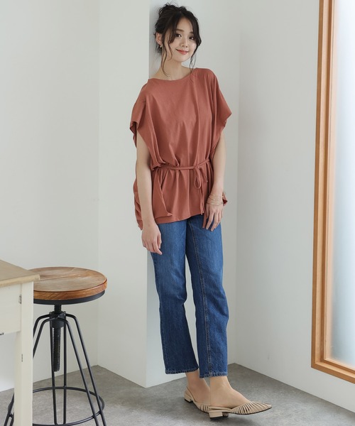 ElegChic(エレグシック)の「ショルダー タック フレンチスリーブカットソー(Tシャツ/カットソー・レディース・ネイビー/ホワイト/サーモンピンク/グレイッシュベージュ/ブラック・XL/4L/M)」の9枚目の写真