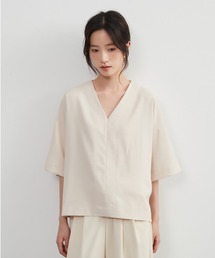 Tシャツ・カットソー MARGARIN ROSE FRILL V-NECK TOP 4BMM137 Tシャツ・カットソー MARGARIN ROSE FRILL V-NECK TOP 4BMM137