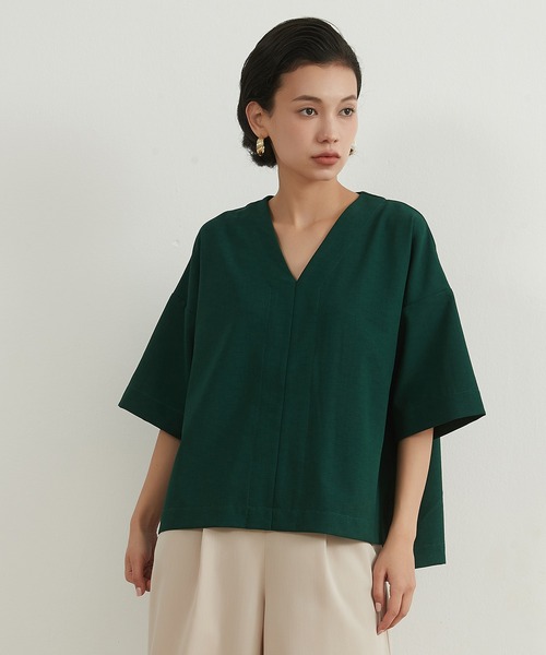 セール】On One's Own スラブ風速乾性センターシーム5分袖トップ（T