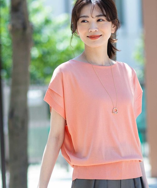 ◆【WEB限定カラーあり/UVカット/接触冷感/洗える】フレンチスリーブニット