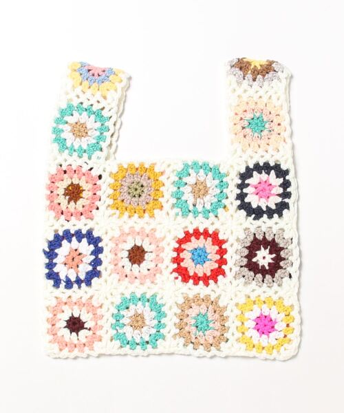 UP START(アップスタート)の「【Strawberry Vally】手編み 花柄 バッグ 大人カジュアル(トートバッグ・レディース・アイボリー/ブラック/グリーン・FREE)」の4枚目の写真