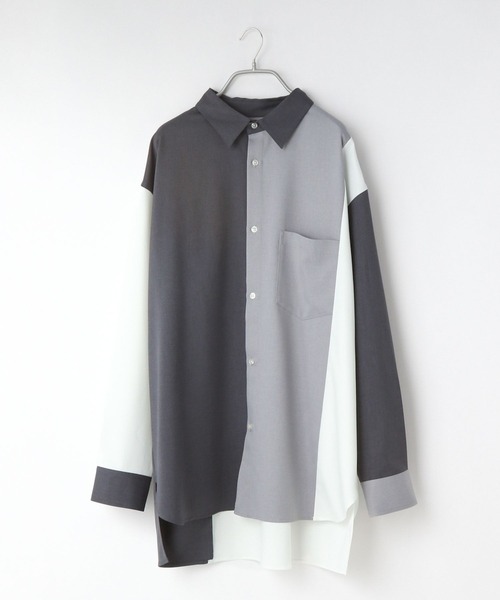 LOWRYS FARM(ローリーズファーム)の「パネルキリカエシャツ 967974(シャツ/ブラウス・メンズ・グレー/ネイビー・MEDIUM/LARGE)」の4枚目の写真