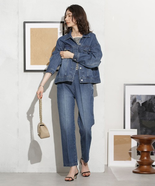 PICCADILLY（ピカデリー）の「PICCADILLY/別注 RENEE ランチパンツ(セットアップ可)（デニムパンツ・レディース・ブラック/ブルー・26/25）」の7枚目の写真