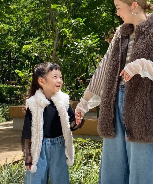 CIAOPANIC TYPY(チャオパニックティピー)の「【KIDS】スタンドファーベスト(ベスト・キッズ・アイボリー/ブラウン・M/XL/XXL)」の1枚目の写真