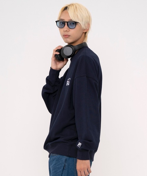 FILA(フィラ)の「FILA フィラ WEB限定 別注 ワンポイント デザイン ロゴ 刺繍 オーバーサイズ 長袖 スウェット トレーナー 裏毛(スウェット・メンズ・パープル/ネイビー/オフホワイト・LL/L/M)」の15枚目の写真