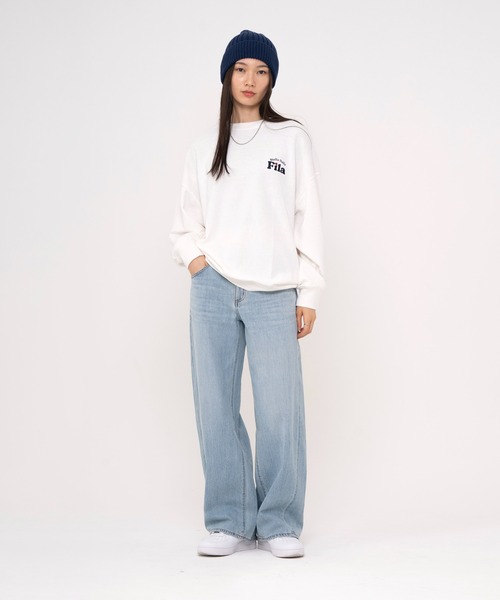 FILA(フィラ)の「FILA フィラ WEB限定 別注 ワンポイント デザイン ロゴ 刺繍 オーバーサイズ 長袖 スウェット トレーナー 裏毛(スウェット・メンズ・パープル/ネイビー/オフホワイト・LL/L/M)」の12枚目の写真