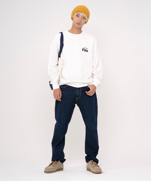 FILA(フィラ)の「FILA フィラ WEB限定 別注 ワンポイント デザイン ロゴ 刺繍 オーバーサイズ 長袖 スウェット トレーナー 裏毛(スウェット・メンズ・パープル/ネイビー/オフホワイト・LL/L/M)」の9枚目の写真