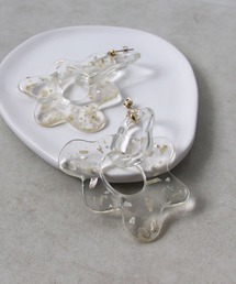 フラワーリング ピアス　クリアピアス