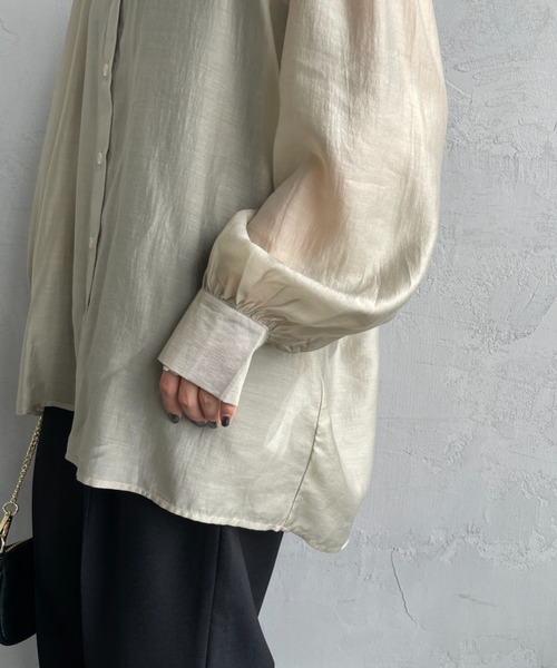 JF Ready Made（ジェイエフレディメイド）の「[Jf Ready Made/ジェイエフレディメイド] バックギャザー シアーシャツブラウス（シャツ/ブラウス・レディース・グレイッシュベージュ/ブラウン/グリーン/チャコール・F）」の21枚目の写真