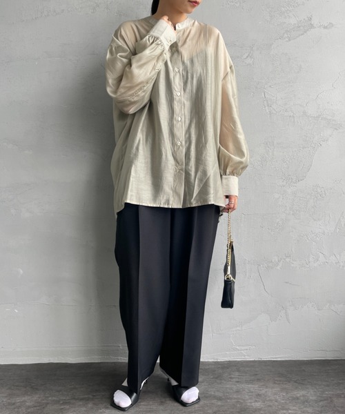 JF Ready Made（ジェイエフレディメイド）の「[Jf Ready Made/ジェイエフレディメイド] バックギャザー シアーシャツブラウス（シャツ/ブラウス・レディース・グレイッシュベージュ/ブラウン/グリーン/チャコール・F）」の17枚目の写真