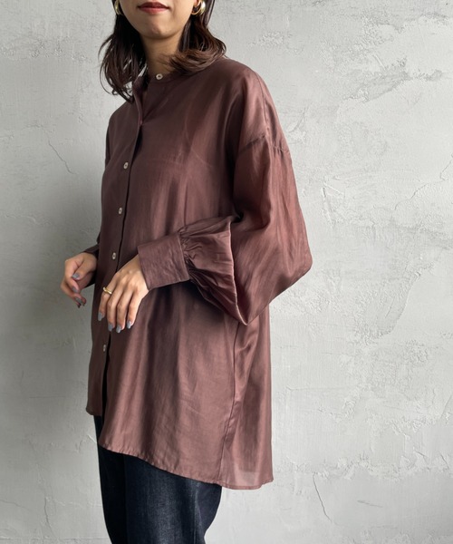 JF Ready Made（ジェイエフレディメイド）の「[Jf Ready Made/ジェイエフレディメイド] バックギャザー シアーシャツブラウス（シャツ/ブラウス・レディース・グレイッシュベージュ/ブラウン/グリーン/チャコール・F）」の8枚目の写真