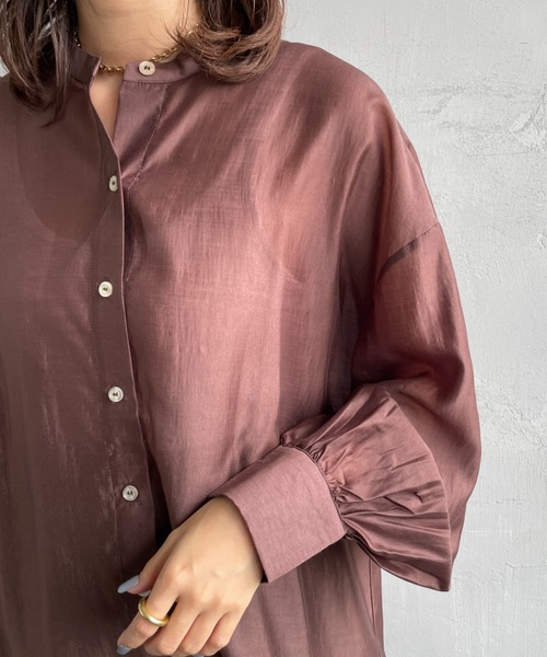 JF Ready Made（ジェイエフレディメイド）の「[Jf Ready Made/ジェイエフレディメイド] バックギャザー シアーシャツブラウス（シャツ/ブラウス・レディース・グレイッシュベージュ/ブラウン/グリーン/チャコール・F）」の11枚目の写真