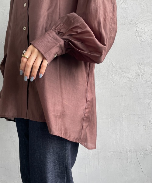 JF Ready Made（ジェイエフレディメイド）の「[Jf Ready Made/ジェイエフレディメイド] バックギャザー シアーシャツブラウス（シャツ/ブラウス・レディース・グレイッシュベージュ/ブラウン/グリーン/チャコール・F）」の12枚目の写真