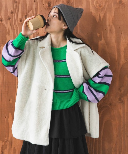 値下げ Fashion Village 濡らせ 美品ボアコート 