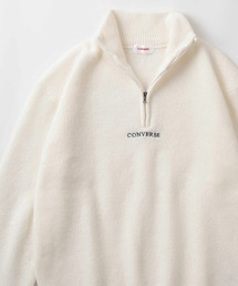 CONVERSE（コンバース）の「【CONVERSE/コンバース】 ワンポイント刺繍＆BIGロゴデザイン ダブルジャガード織 ハーフジップ長袖ニット/ ビッグシルエット（ニット/セーター・レディース）」