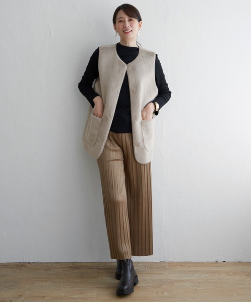 ikka（イッカ）の「ファーリバーシブルベスト（ダウンベスト・レディース・グレー/ベージュ・S/M/L）」の8枚目の写真