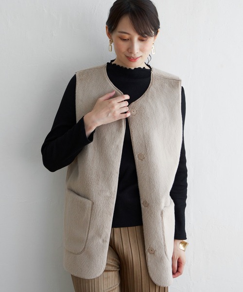 ikka（イッカ）の「ファーリバーシブルベスト（ダウンベスト・レディース・グレー/ベージュ・S/M/L）」の14枚目の写真