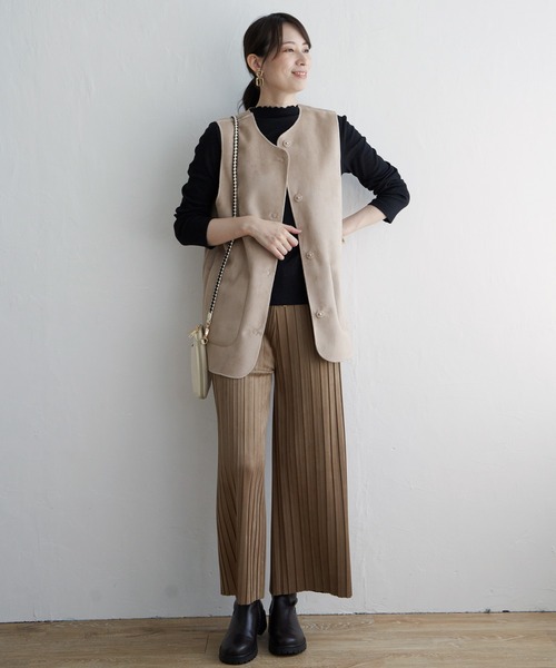 ikka（イッカ）の「ファーリバーシブルベスト（ダウンベスト・レディース・グレー/ベージュ・S/M/L）」の10枚目の写真