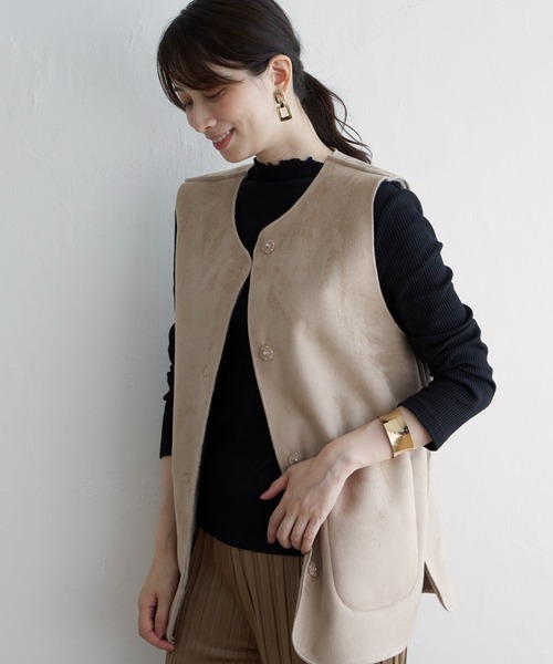 ikka（イッカ）の「ファーリバーシブルベスト（ダウンベスト・レディース・グレー/ベージュ・S/M/L）」の19枚目の写真