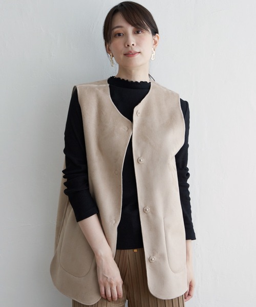 ikka（イッカ）の「ファーリバーシブルベスト（ダウンベスト・レディース・グレー/ベージュ・S/M/L）」の22枚目の写真