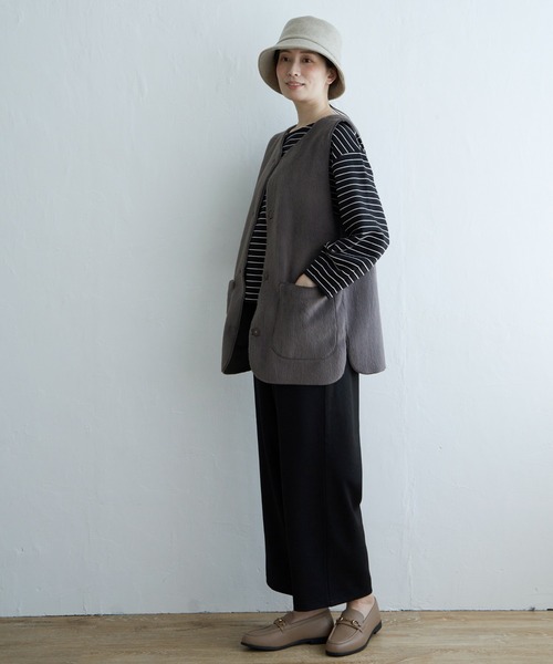 ikka（イッカ）の「ファーリバーシブルベスト（ダウンベスト・レディース・グレー/ベージュ・S/M/L）」の4枚目の写真