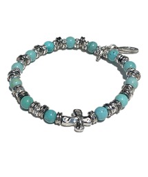 RiNc（リンク）の「【 NOLITA / ノリータ 】ターコイズ クロスモチーフパーツ 天然石ブレスレット パワーストーンブレスレット（ブレスレット）」