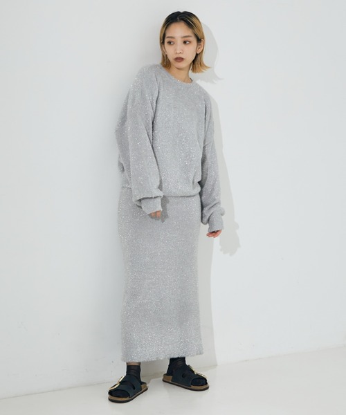 NOMINE(ノミネ)の「【セットアップ対応可】ラメシャギータイトニットスカート(スカート・レディース・ライトグレー/シルバー/ゴールド/パープル・フリー)」の15枚目の写真