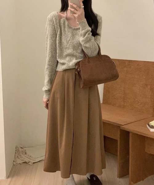 aimoha(アイモハ)の「セットアップ風ニットトップス(ニット/セーター・レディース・チョコ/グレー/ベージュ・FREE)」の7枚目の写真