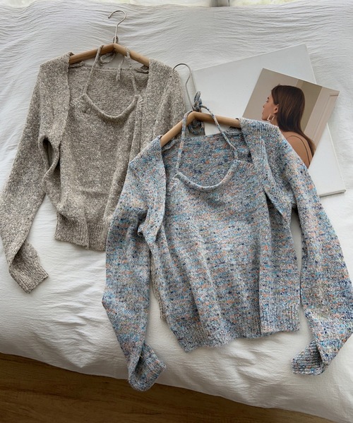 aimoha(アイモハ)の「セットアップ風ニットトップス(ニット/セーター・レディース・チョコ/グレー/ベージュ・FREE)」の13枚目の写真