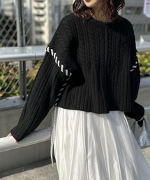 ステッチワークニットプルオーバー