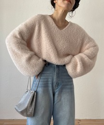 wee9s | 2way shaggy over knit / 前後ツーウェイシャギーオーバーニット(ニット/セーター)