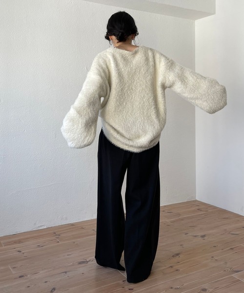 2way shaggy over knit / 前後ツーウェイシャギーオーバーニット