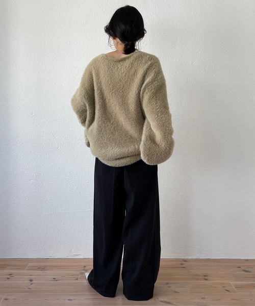 wee9s（ウィークス）の「2way shaggy over knit / 前後ツーウェイシャギーオーバーニット（ニット/セーター・レディース・アイボリー/ブラック/ベージュ/ピンク・FREE）」の7枚目の写真