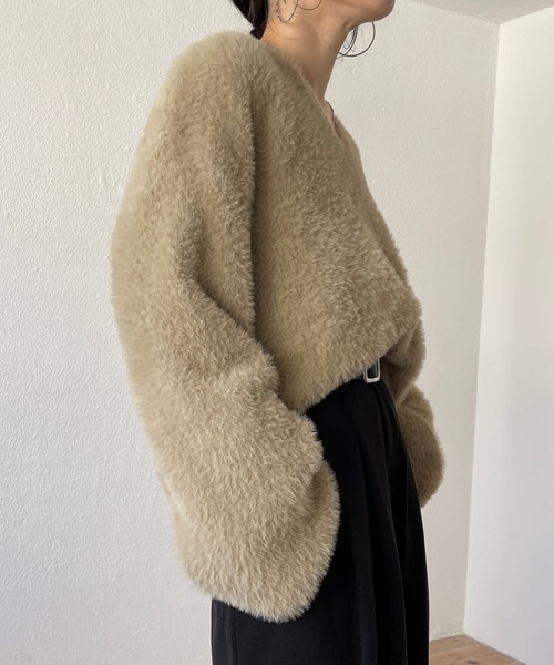 wee9s（ウィークス）の「2way shaggy over knit / 前後ツーウェイシャギーオーバーニット（ニット/セーター・レディース・アイボリー/ブラック/ベージュ/ピンク・FREE）」の10枚目の写真