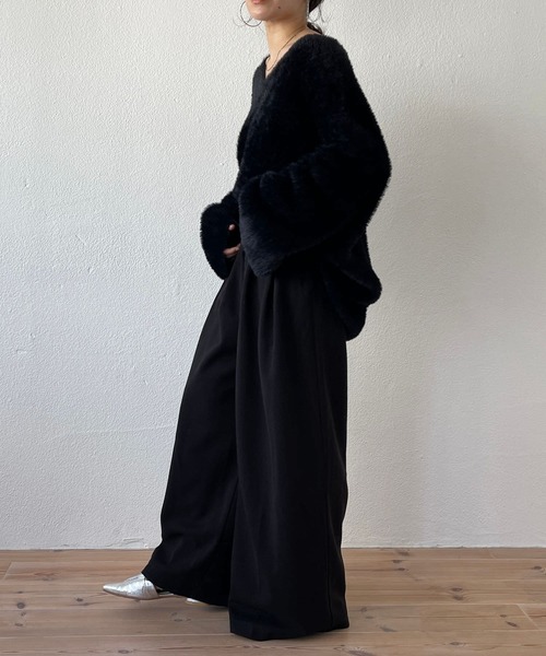 wee9s（ウィークス）の「2way shaggy over knit / 前後ツーウェイシャギーオーバーニット（ニット/セーター・レディース・アイボリー/ブラック/ベージュ/ピンク・FREE）」の19枚目の写真