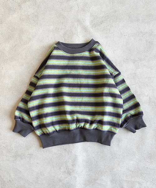 BIG FIELD（ビッグフィールド）の「ボーダースウェット（80～150cm）（スウェット・キッズ・チャコール/レッド/ブルー・150/110/100/95/80/140/90/130/120）」の2枚目の写真